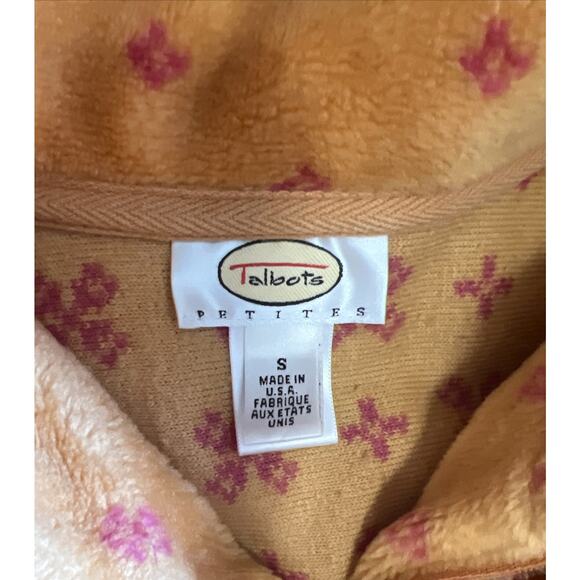 Vintage Talbots Pink Orange Nordic Plush Fleece Pullover 1/4 Zip Women's S P - Picture 6 of 7